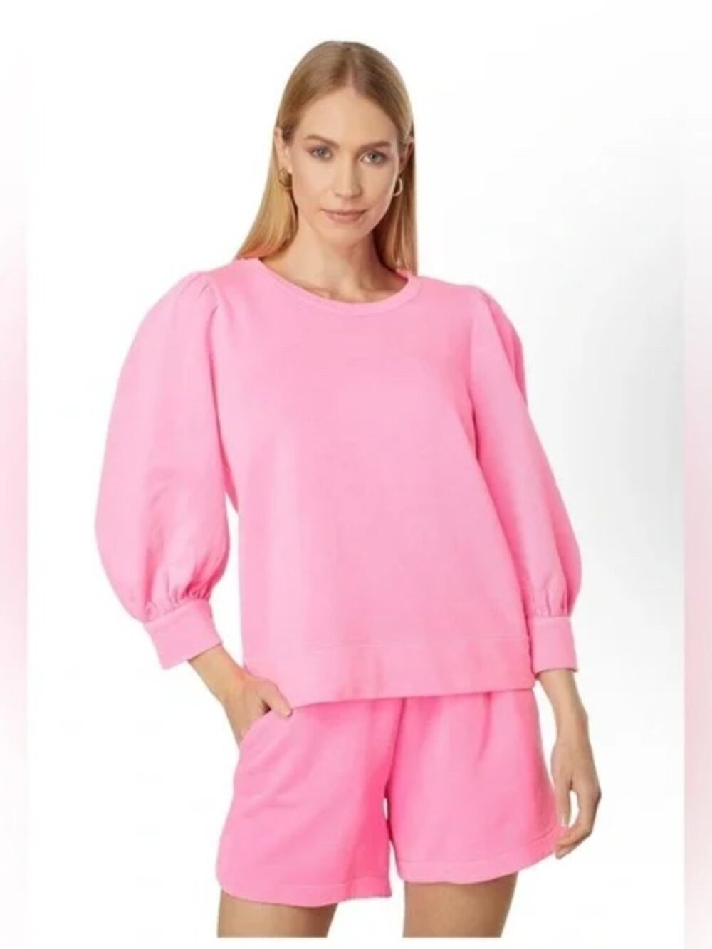 Lilly Pulitzer Hot Pink Corden 3/4 Sleeve Sweatshirt Pullover - NWT - XXS